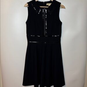 Michael Kors Fit & Flare Dress With Patent Leather Detail